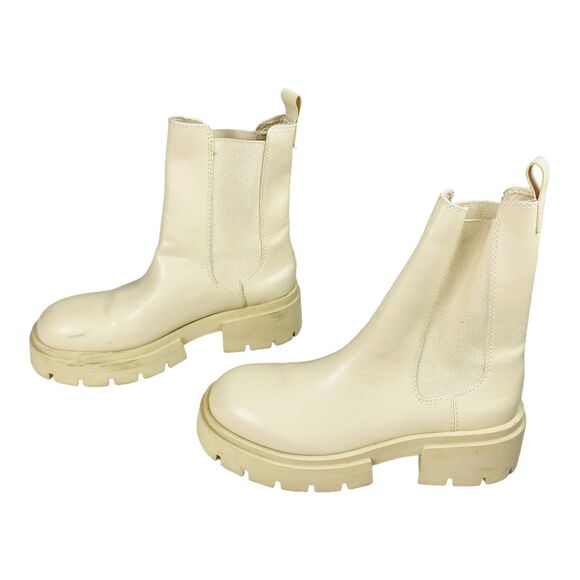H&M Women's Platform Chelsea Chunky Ankle Boots Pull On Stretch White EU 42 - Picture 3 of 8